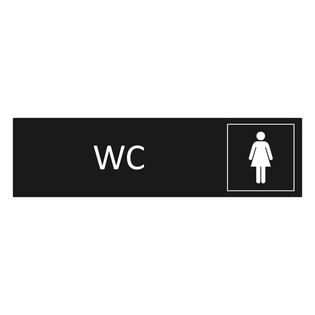 Women’s wc black door sign 165x45mm - 1 pc