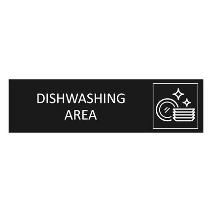 Dishwashing area black door sign 165x45mm - 1 pc