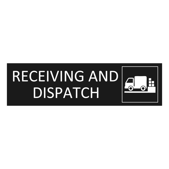 Receiving and dispatch black door sign 165x45mm - 1 pc