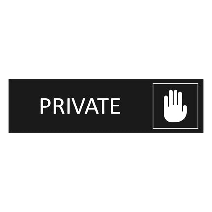 Private black door sign 165x45mm - 1 pc