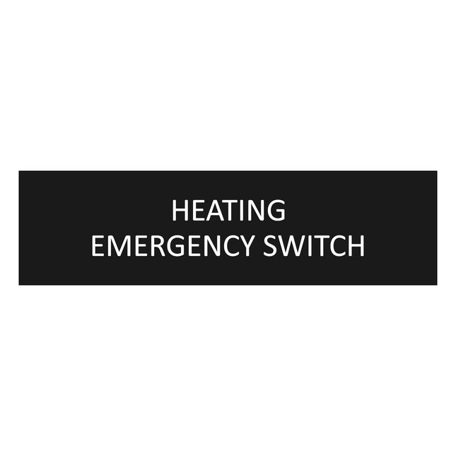 Heating emergency switch black door sign 165x45mm - 1 pc