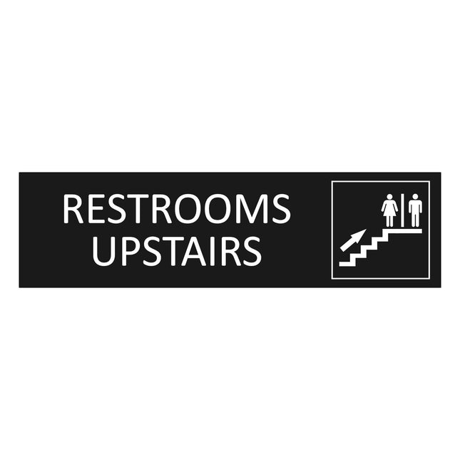 Restrooms upstairs black door sign 165x45mm - 1 pc