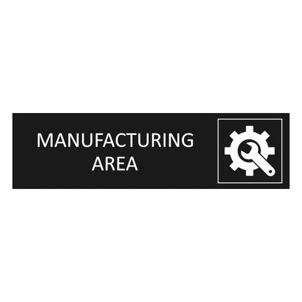 Manufactuering area black door sign 165x45mm - 1 pc
