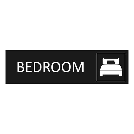 Bedroom black door sign 165x45mm - 1 pc
