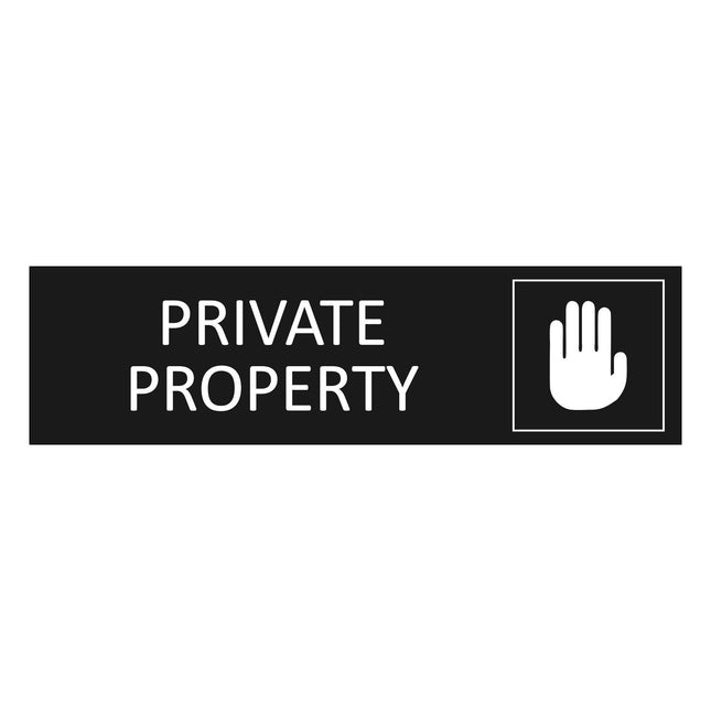 Private property black door sign 165x45mm - 1 pc