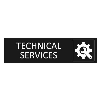 Technical services black door sign 165x45mm - 1 pc