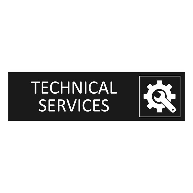 Technical services black door sign 165x45mm - 1 pc
