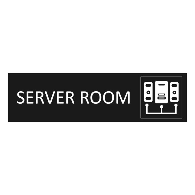 Server room black door sign 165x45mm - 1 pc