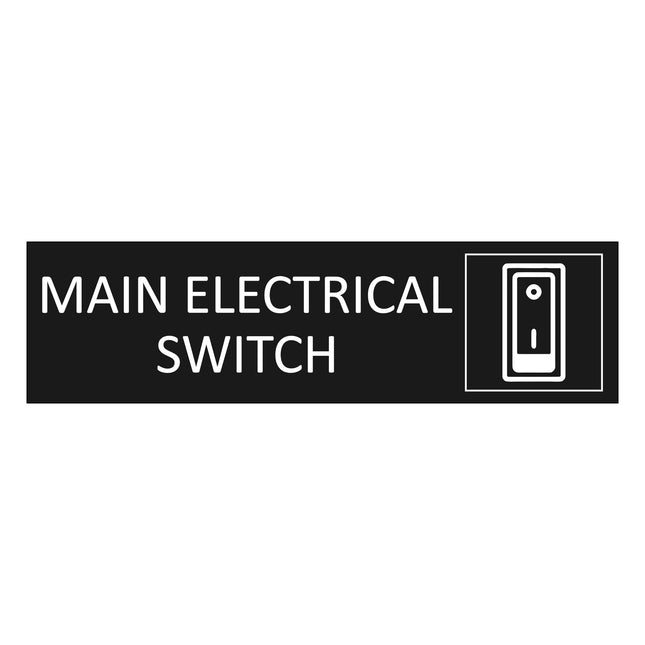 Main electrical switch black door sign 165x45mm - 1 pc
