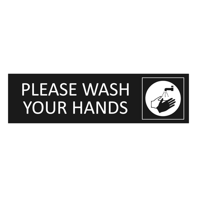 Please wash your hands black door sign 165x45mm - 1 pc