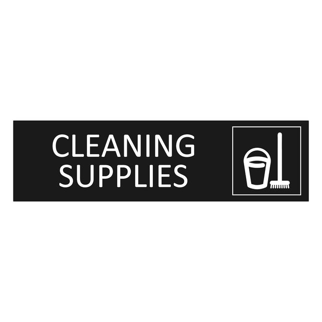 Cleaning supplies black door sign 165x45mm - 1 pc