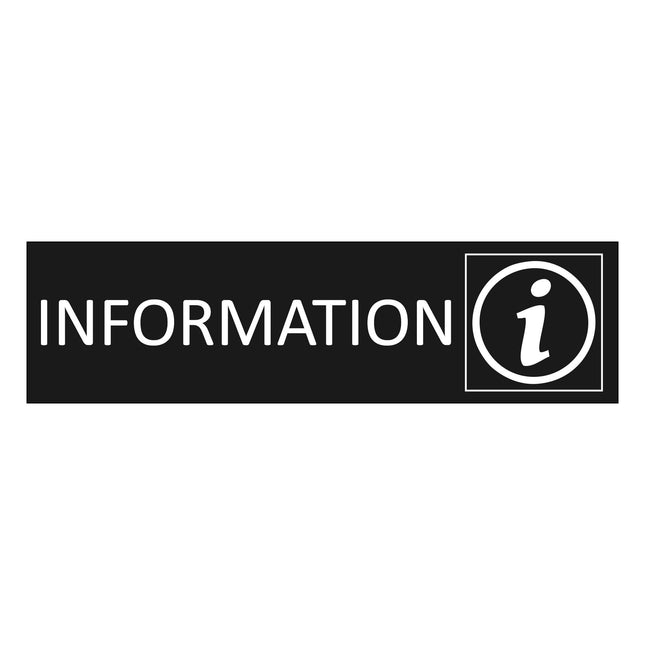 Information black door sign 165x45mm - 1 pc