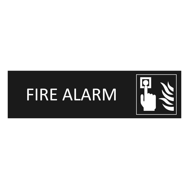 Fire alarm black door sign 165x45mm - 1 pc
