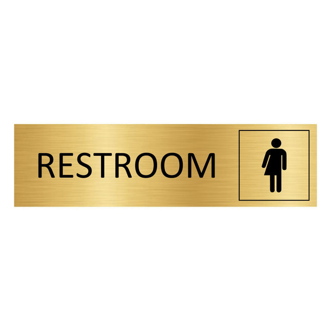 Genderneutral restroom gold door sign 165x45mm - 1 pc