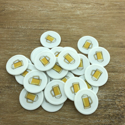 Custom plastic tokens Ø28 mm white - 100 pcs