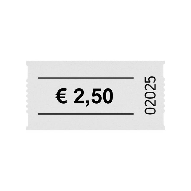Tickets on roll € 2,50 - 1000 pcs