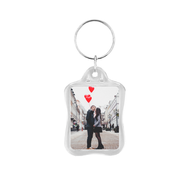Retro rectangle photo keychain