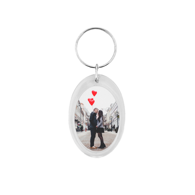 Small oval photo keychain