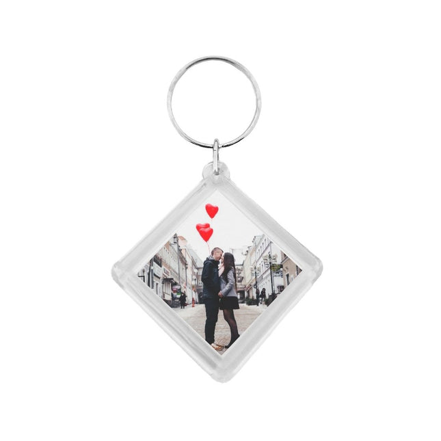 Small diamond-shaped photo keychain