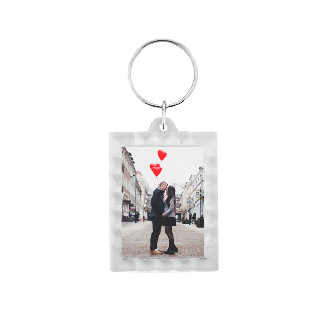 Ribbed rectangle photo keychain
