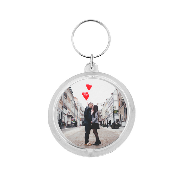 Large round photo keychain