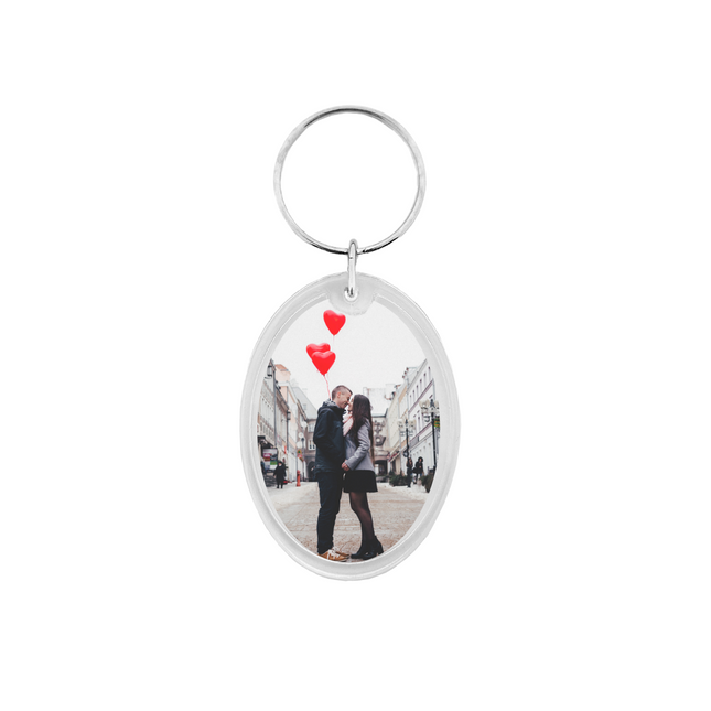 Large oval photo keychain