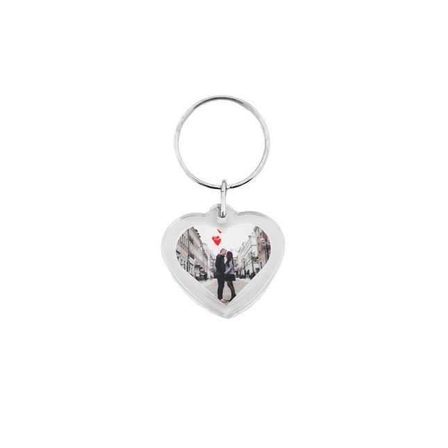 Small heart-shaped photo keychain