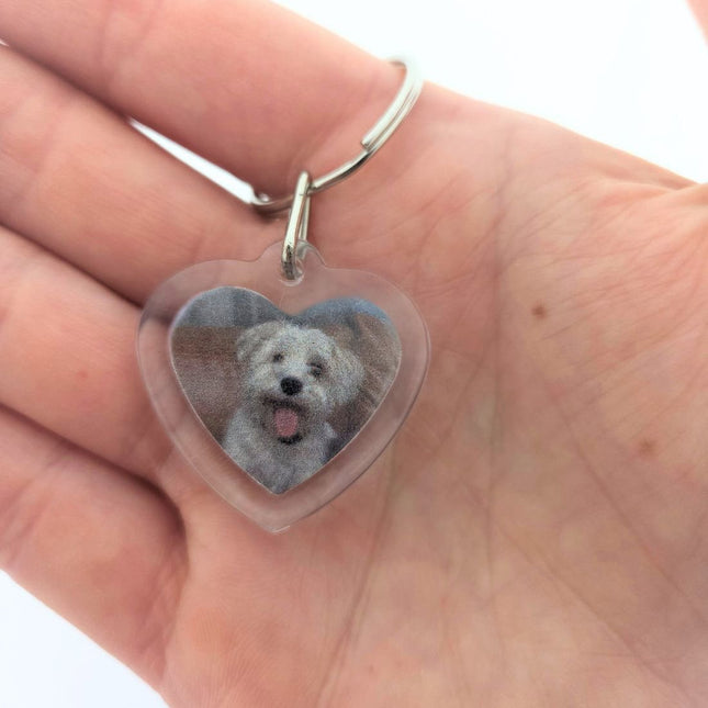Small heart-shaped photo keychain