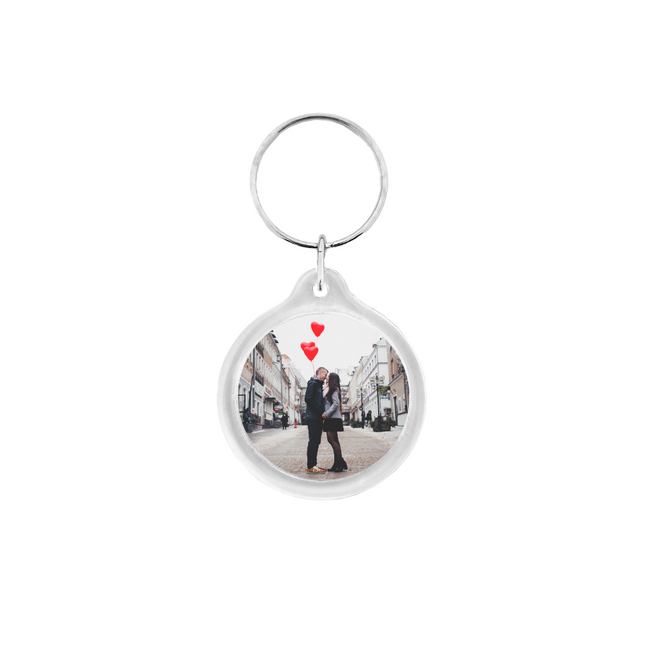 Round photo keychain