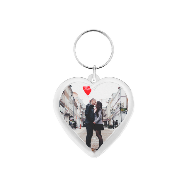 Medium heart-shaped photo keychain