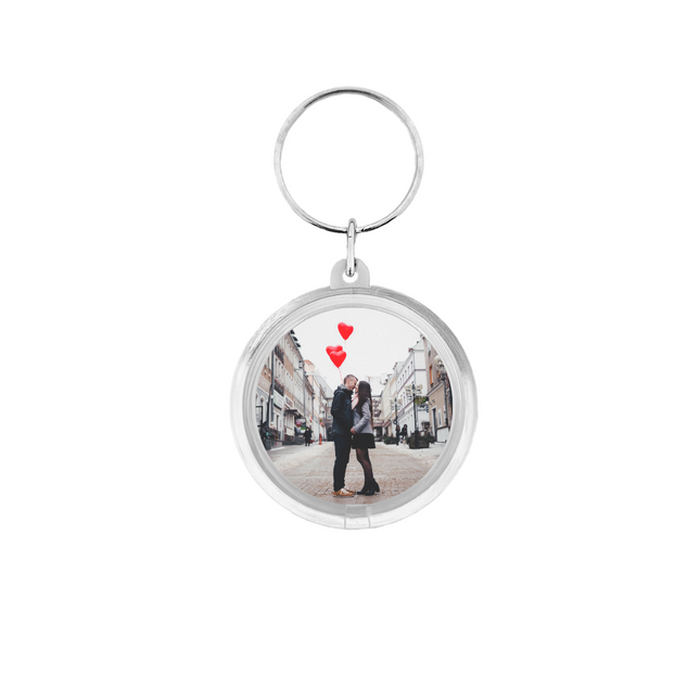 Small round photo keychain