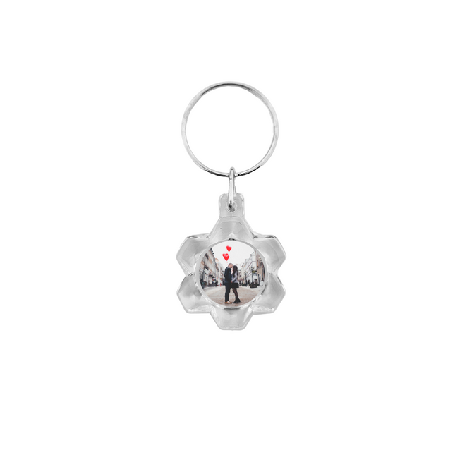 Flower-shaped photo keychain