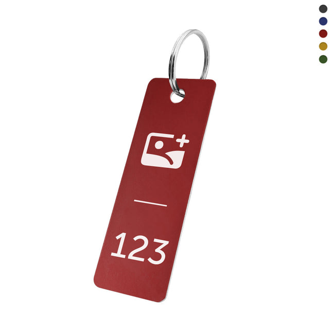 Aluminum key tag 25x70mm with number and logo - 1 pc
