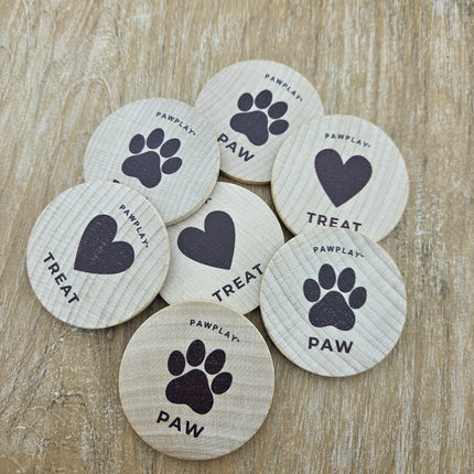 Custom printed wooden tokens Ø50mm – 50 pcs