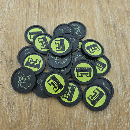 Custom printed plastic tokens Ø23mm – 100 pcs