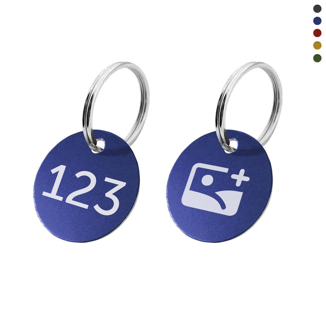 Aluminum key tag with number and logo double-sided  - 1 pc
