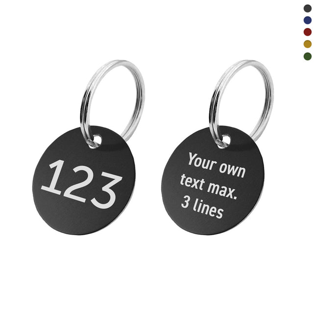 Aluminum key tag with number and text double-sided  - 1 pc