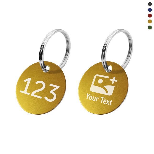Aluminum key tag with number and text and logo double-sided  - 1 pc