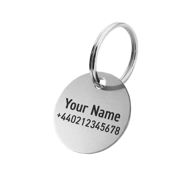 Silver aluminum key tag with phone number - 1 pc