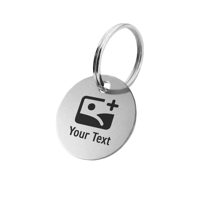 Silver aluminum key tag with logo and text - 1 pc