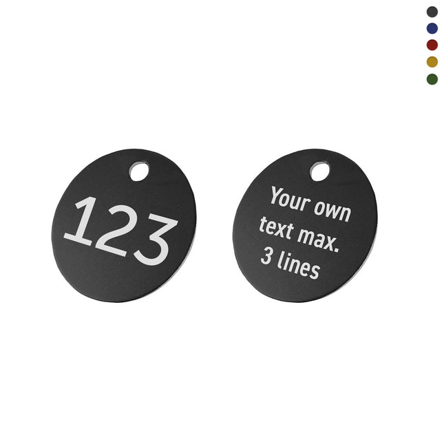 Aluminum custom round tags with number and text - 1 pc