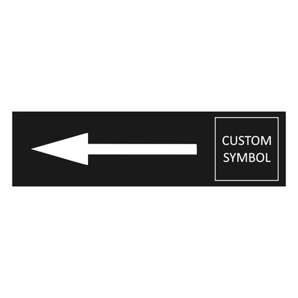 Arrow left and symbol black door sign 165x45mm - 1 pc