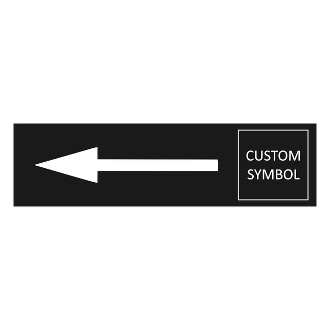 Arrow left and symbol black door sign 165x45mm - 1 pc