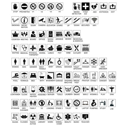 Arrow right and symbol black door sign 165x45mm - 1 pc