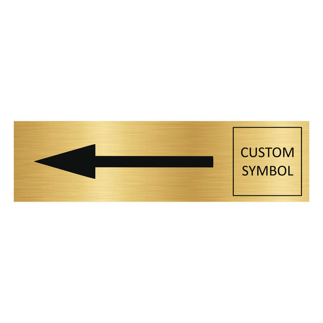 Arrow left and symbol gold door sign 165x45mm - 1 pc