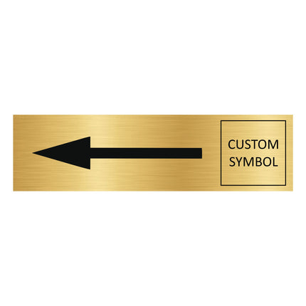 Arrow left and symbol gold door sign 165x45mm - 1 pc