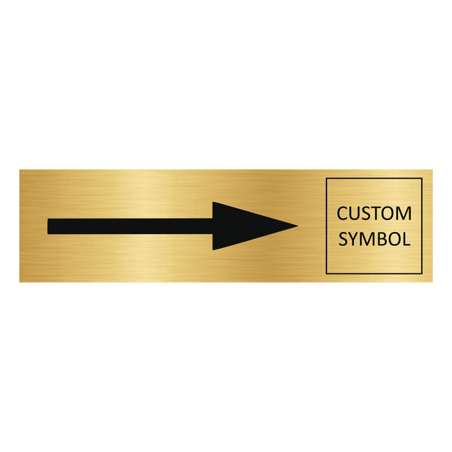 Arrow right and symbol gold door sign 165x45mm - 1 pc
