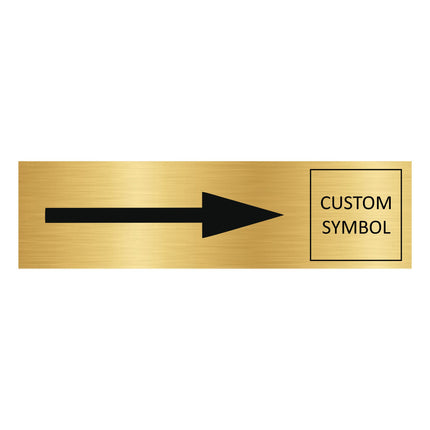 Arrow right and symbol gold door sign 165x45mm - 1 pc