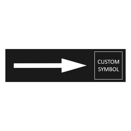 Arrow right and symbol black door sign 165x45mm - 1 pc