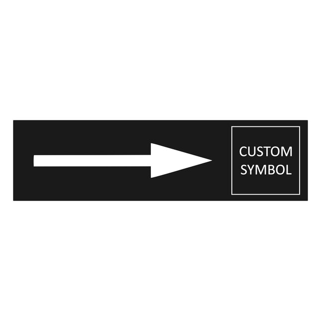 Arrow right and symbol black door sign 165x45mm - 1 pc
